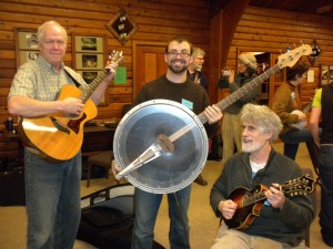 bass banjo, guitar and mandolin players